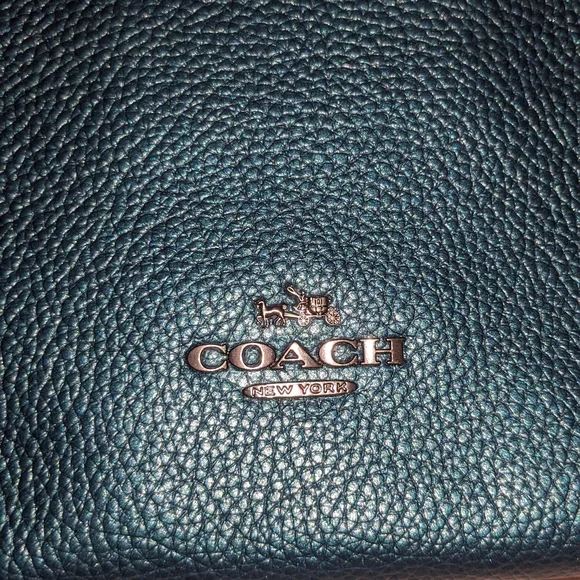 Coach Metallic Teal Carrie Crossbody Bag - Picture 6 of 10